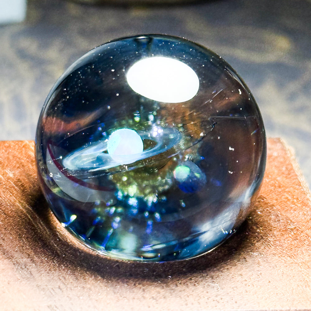 試作品 土星のガラスマーブル 二つの惑星