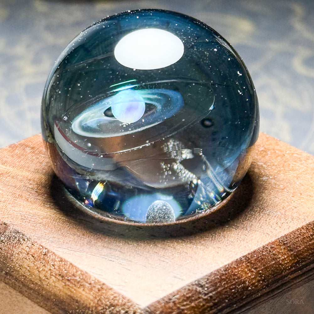 試作品 土星のガラスマーブル 二つの惑星