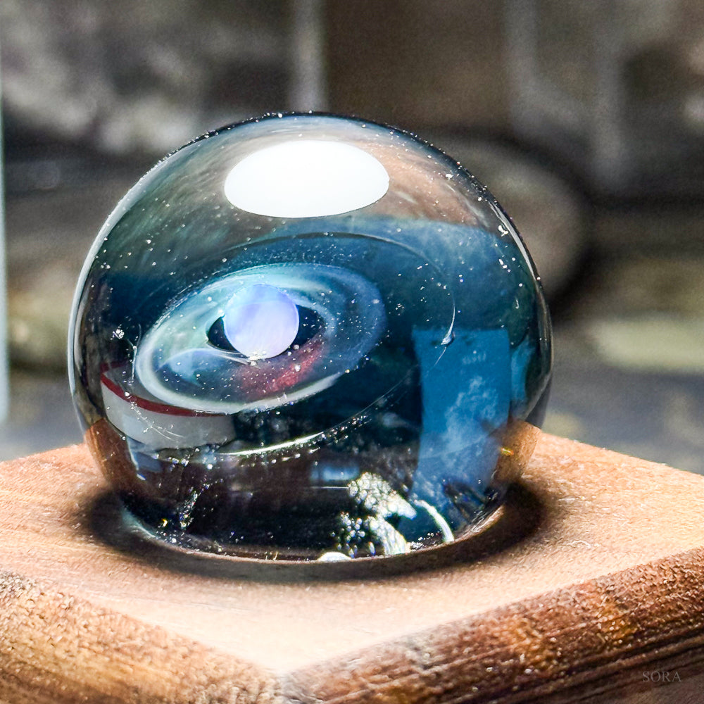 試作品 土星のガラスマーブル 二つの惑星