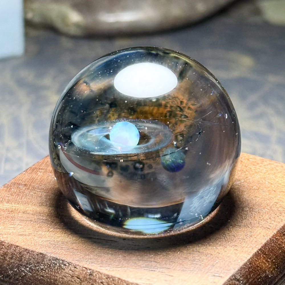 試作品 土星のガラスマーブル 二つの惑星