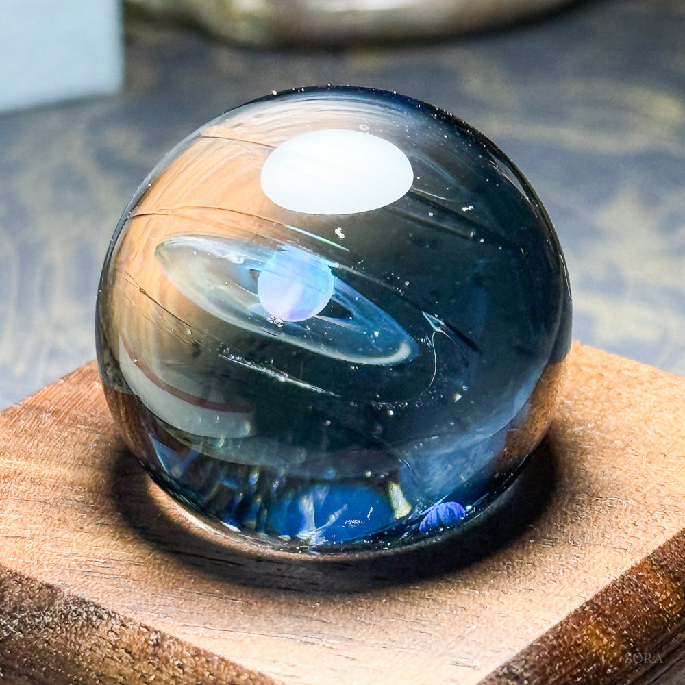 試作品 土星のガラスマーブル 二つの惑星