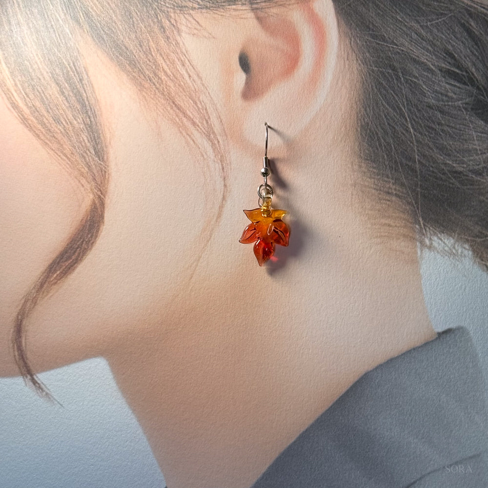 秋のアシンメトリーピアス 試作品 ステンレスフックタイプ