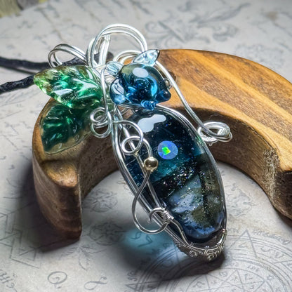 ワイヤーラッピングペンダント　Moonlight Beach Guardian　〜ウミガメ〜　＃26241